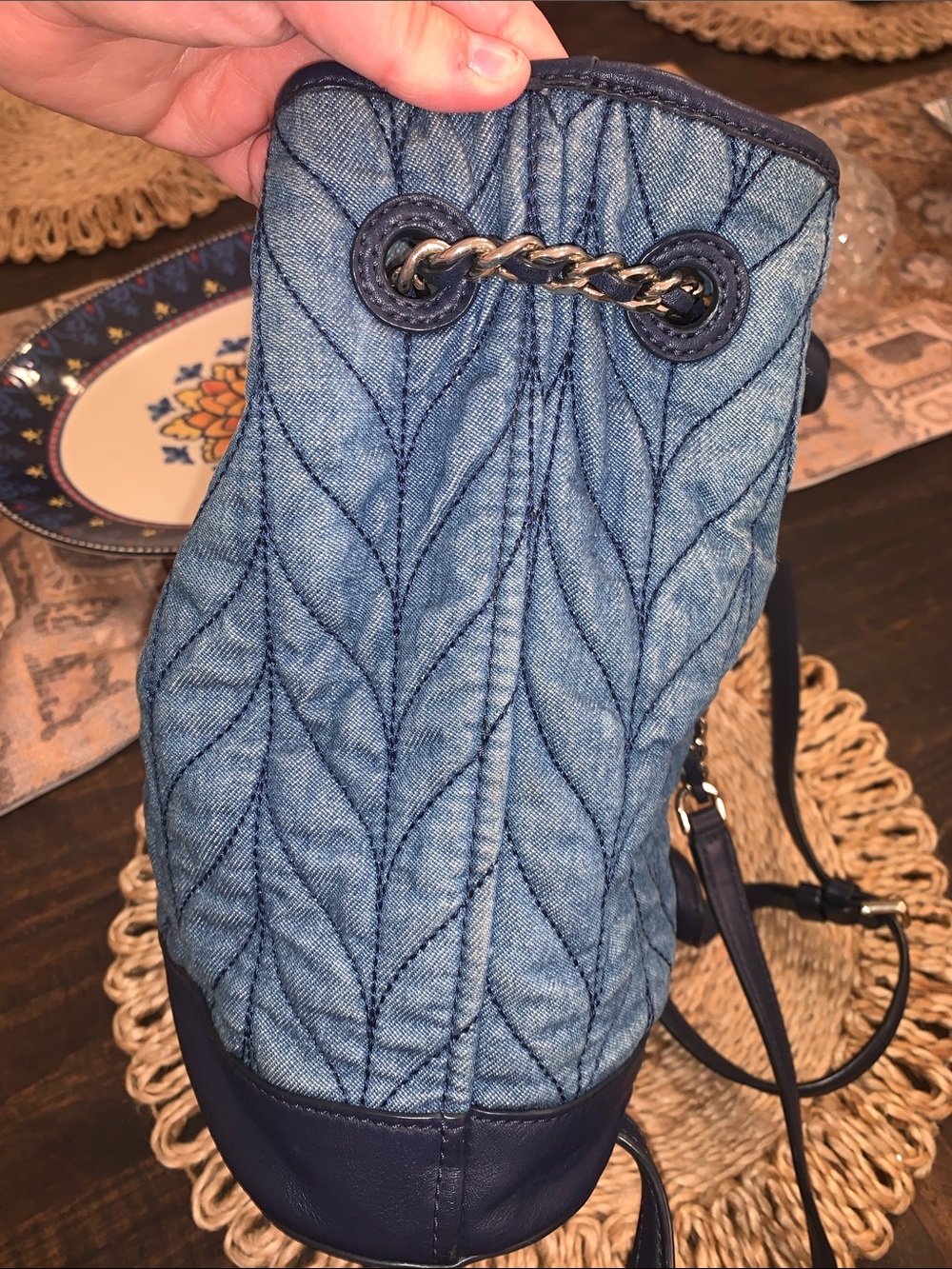 kate spade New York Quilted Denim Briar Lane Bucket Bag in Blue - Picture 5 of 10